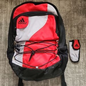 Adidas Red and White Backpack with Black Accents